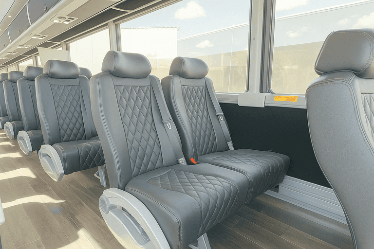 interior of San Angelo Coach Bus Service charter bus