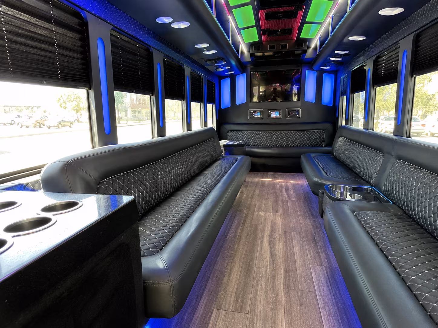 san angelo 15 passenger party bus inside
